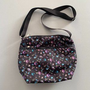 LeSportsac Cleo Crossbody Black with flowers